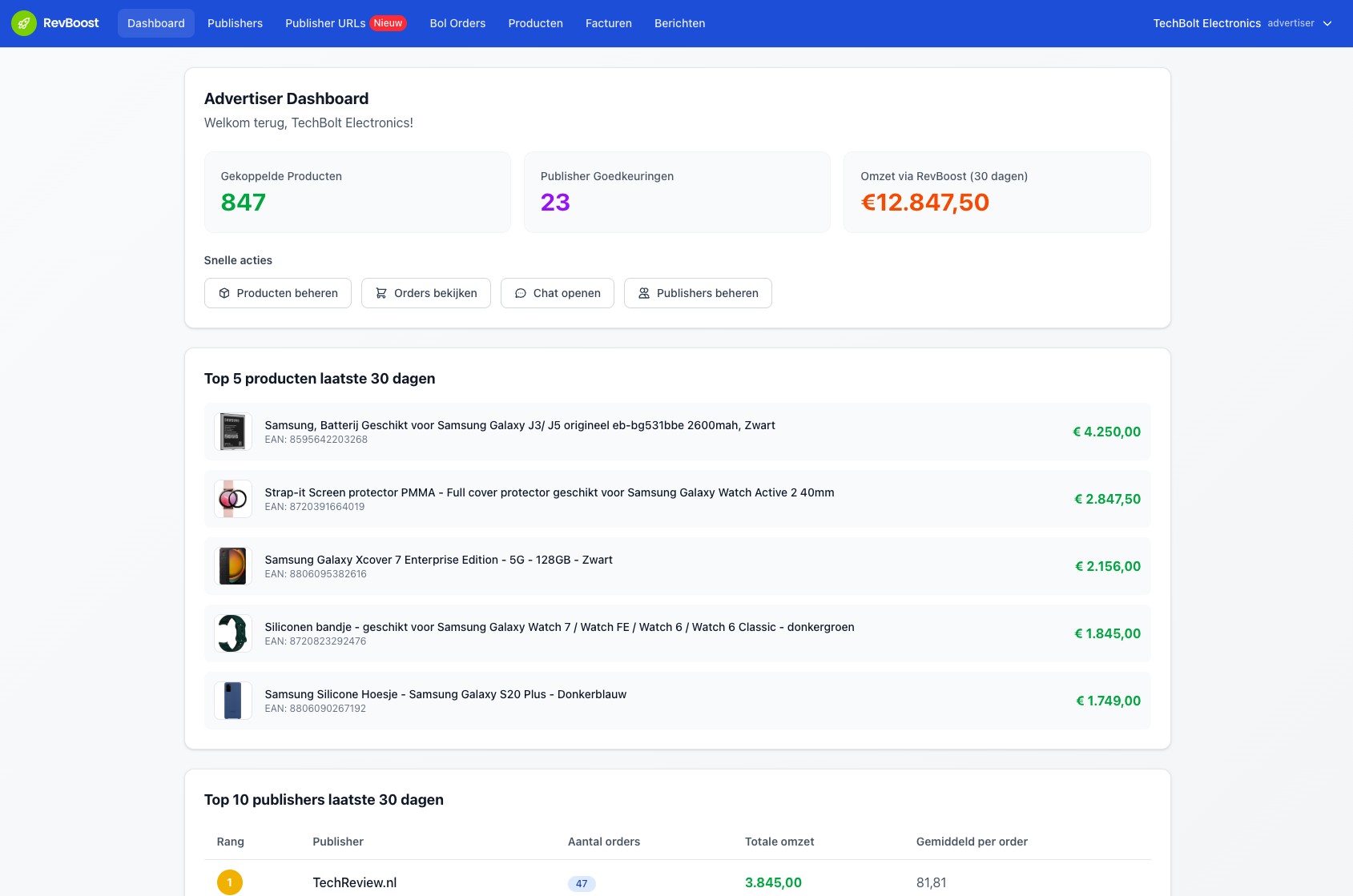Advertiser dashboard